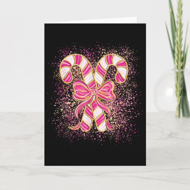 Nk Christmas Candy Cane Preppy Coquette Xmas Bow G Kort (Framsida)