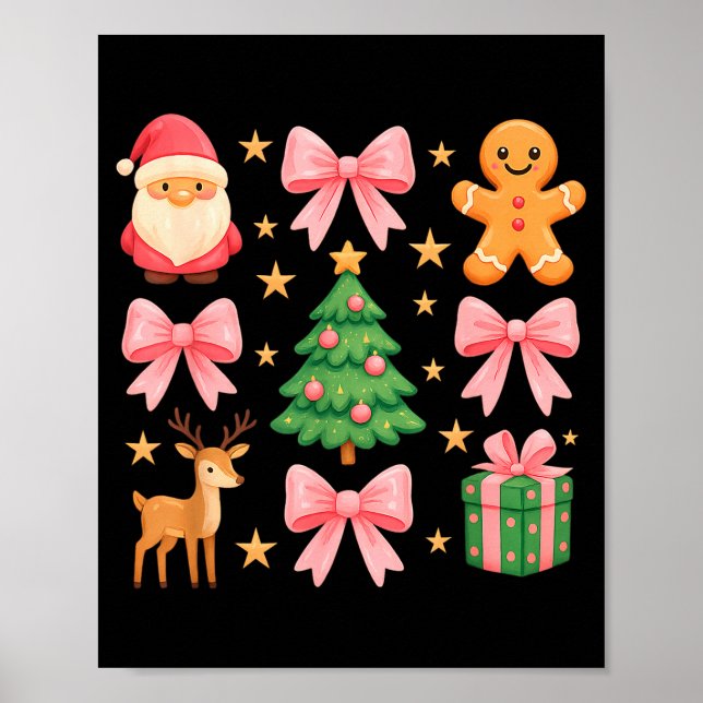 Nk Coquette Bow Christmas Tree Santa Gingerbread X Poster (Framsidan)