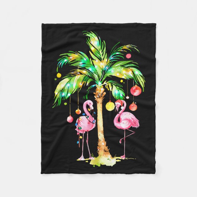 Nk Flamingo Christmas Palm Tree Trocal Xmas Holida Fleecefilt (Framsidan)