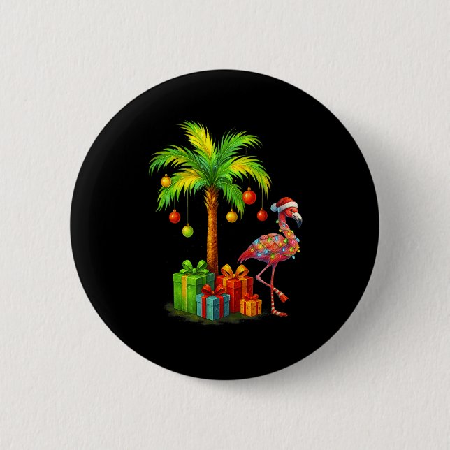 Nk Flamingo Christmas Palm Tree Trocal Xmas  Knapp (Framsida)