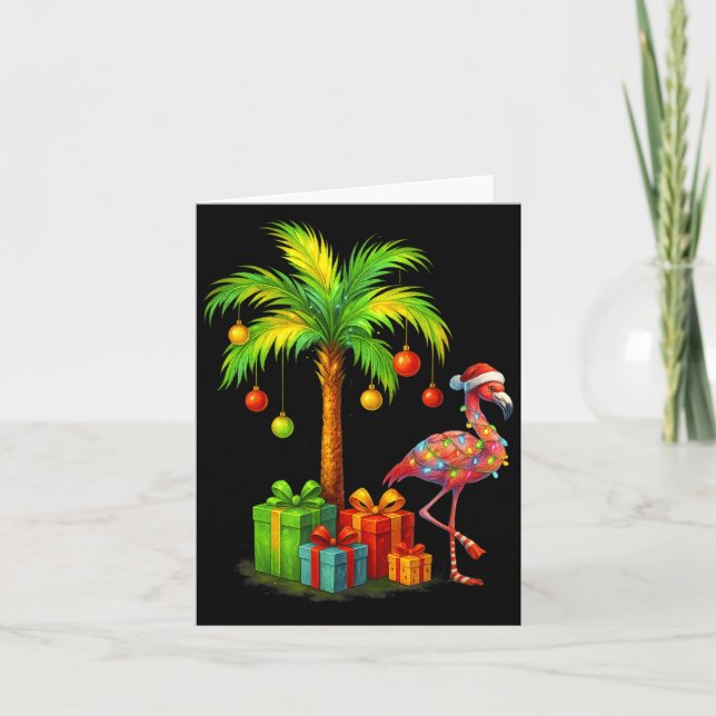 Nk Flamingo Christmas Palm Tree Trocal Xmas  Kort (Framsida)