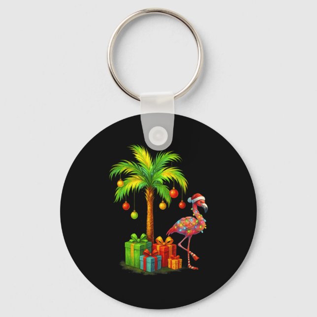 Nk Flamingo Christmas Palm Tree Trocal Xmas  Nyckelring (Framsida)