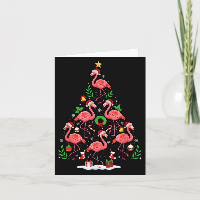 Nk Flamingo Christmas Tree Lights Santa Hat Xmas P Kort (Framsida)