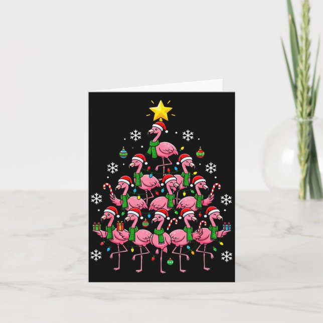 Nk Flamingo Christmas Tree Santa Flamingo Holiday  Kort (Framsida)