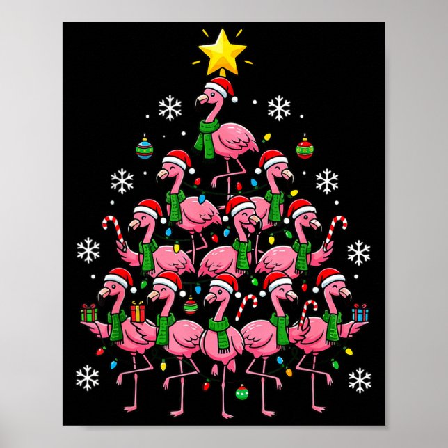 Nk Flamingo Christmas Tree Santa Flamingo Holiday  Poster (Framsidan)
