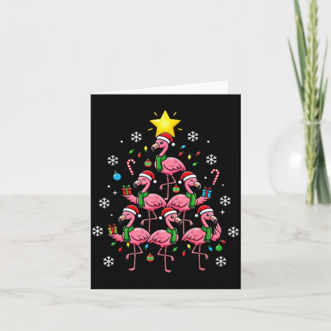 Nk Flamingo Christmas Tree With Santa Hats &amp; H Kort (Framsida)