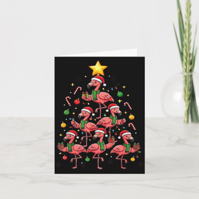 Nk Flamingo Christmas Tree With Santa Hats &amp; H Kort (Framsida)