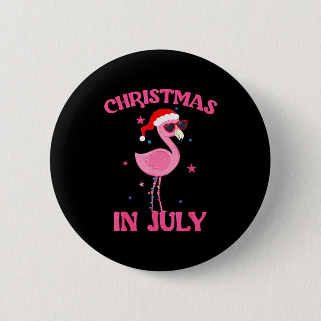 Nk Flamingo In Santa Hat Christmas In July Girl  Knapp (Framsida)