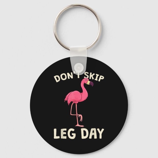 Nk Flamingo Workou Don't Skip Leg Day Gym Fitness  Nyckelring (Framsida)