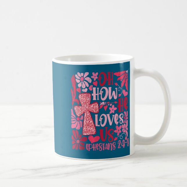 Nk Floral Oh How He Loves Us Boho Bible Verse Chri Kaffemugg (Höger)