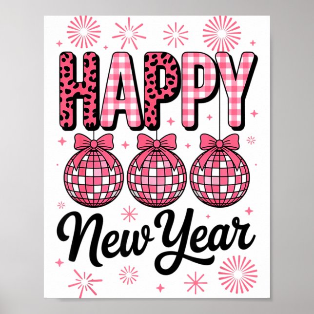 Nk Happy New Year Disco Ball Leopard For Women Gir Poster (Framsidan)