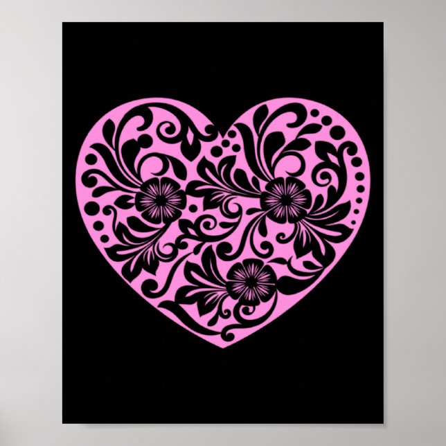 Nk Heart With Flowers Cut Out Cute Valentine Fav  Poster (Framsidan)