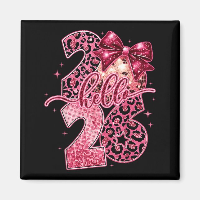 Nk Leopard Hello 2026 Happy New Year Party Nye  Magnet (Framsidan)