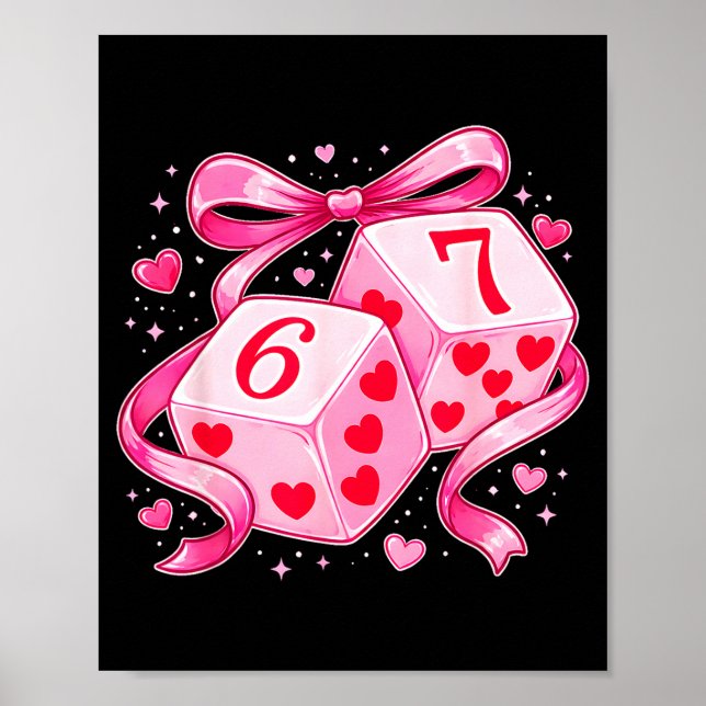 Nk Love Dice 6 7 Hearts Valentine Cute Romantic Ar Poster (Framsidan)