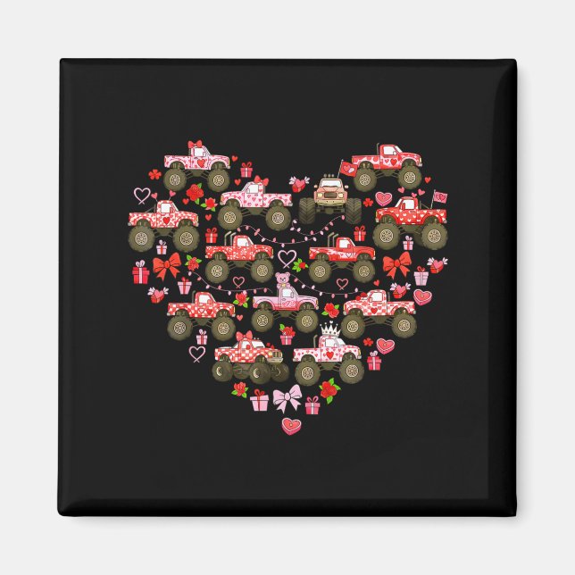 Nk Monster Truck Heart Xoxo Boys Girls Kids Valent Magnet (Framsidan)