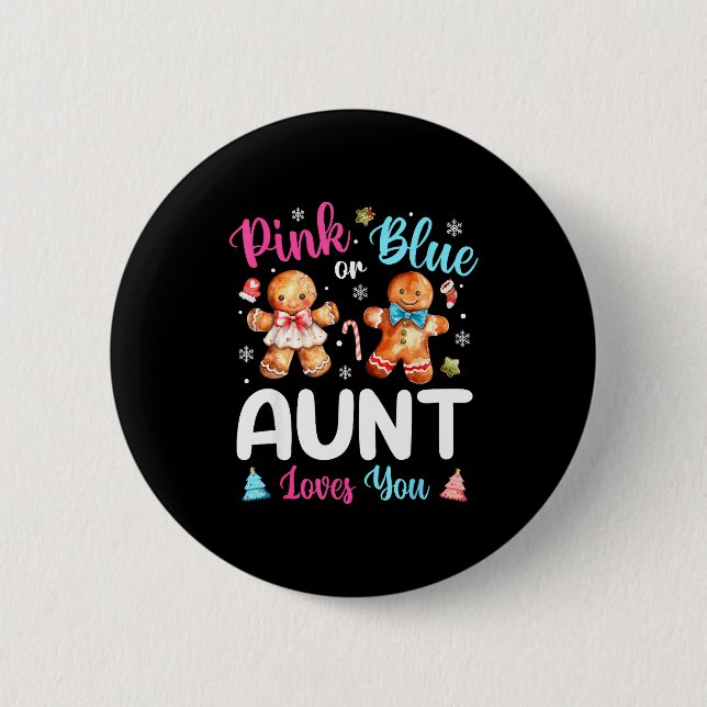 Nk Or Blue Aunt Loves You Gender Reveal Christmas  Knapp (Framsida)