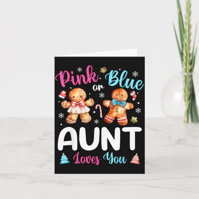 Nk Or Blue Aunt Loves You Gender Reveal Christmas  Kort (Framsida)