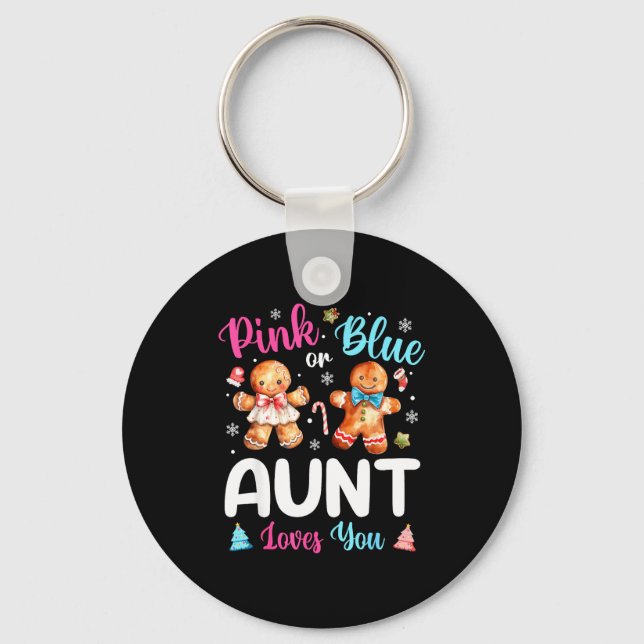 Nk Or Blue Aunt Loves You Gender Reveal Christmas  Nyckelring (Framsida)