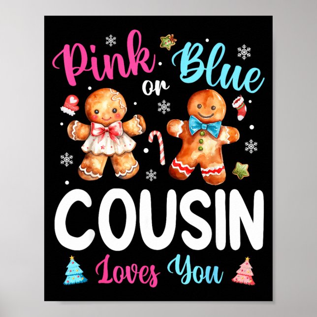 Nk Or Blue Cousin Loves You Gender Reveal Christma Poster (Framsidan)