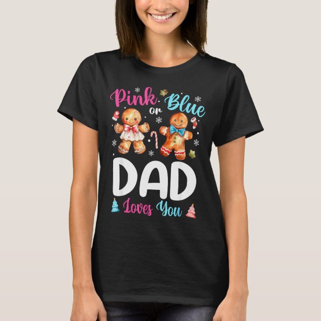 Nk Or Blue Dad Loves You Gender Reveal Christmas  T Shirt (Framsida)