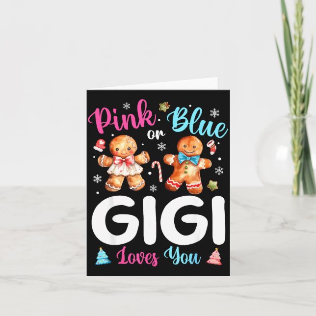 Nk Or Blue Gigi Loves You Gender Reveal Christmas  Kort (Framsida)