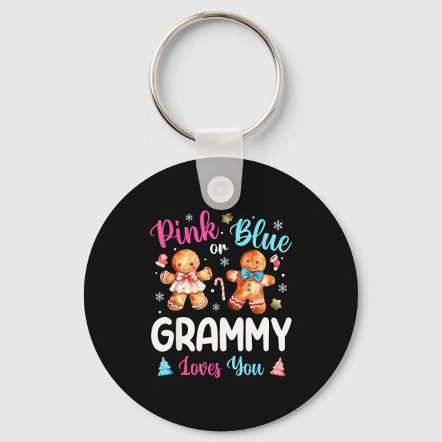Nk Or Blue Grammy Loves You Gender Reveal Christma Nyckelring (Framsida)