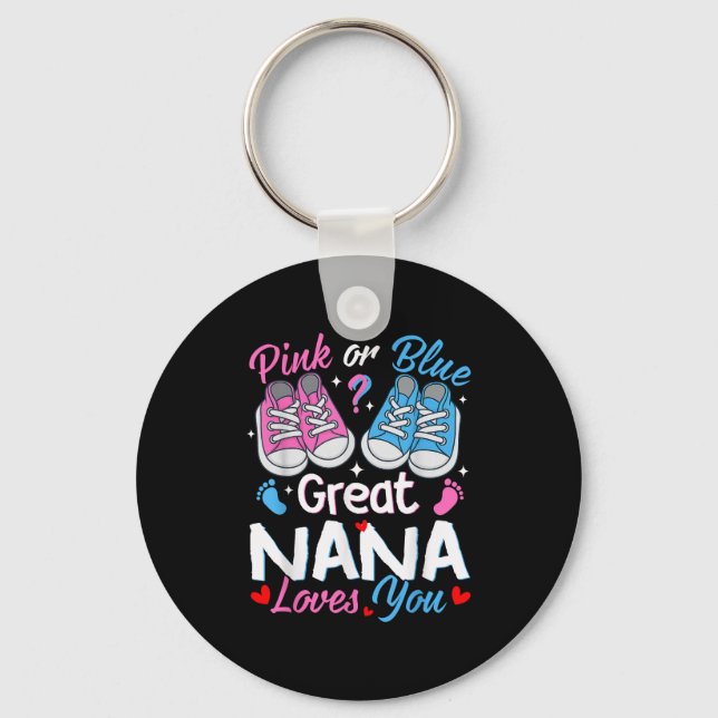 Nk Or Blue Great Nana Loves You Gender Reveal  Nyckelring (Framsida)