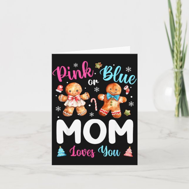 Nk Or Blue Mom Loves You Gender Reveal Christmas  Kort (Framsida)