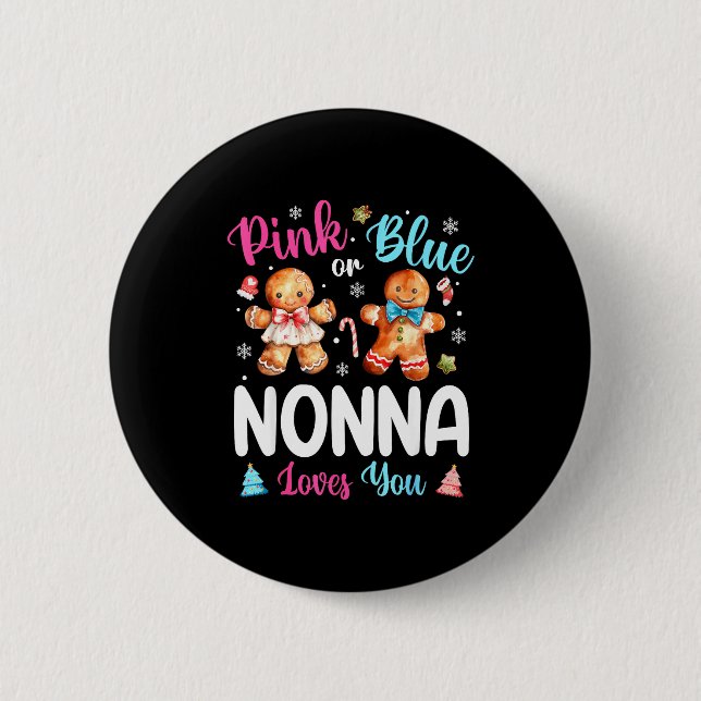 Nk Or Blue Nonna Loves You Gender Reveal Christmas Knapp (Framsida)