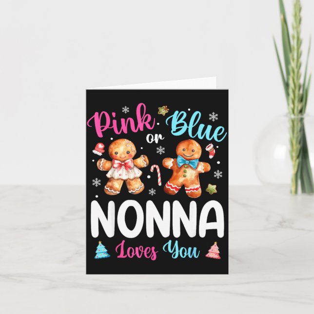Nk Or Blue Nonna Loves You Gender Reveal Christmas Kort (Framsida)