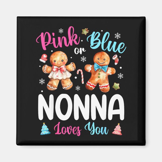 Nk Or Blue Nonna Loves You Gender Reveal Christmas Magnet (Framsidan)