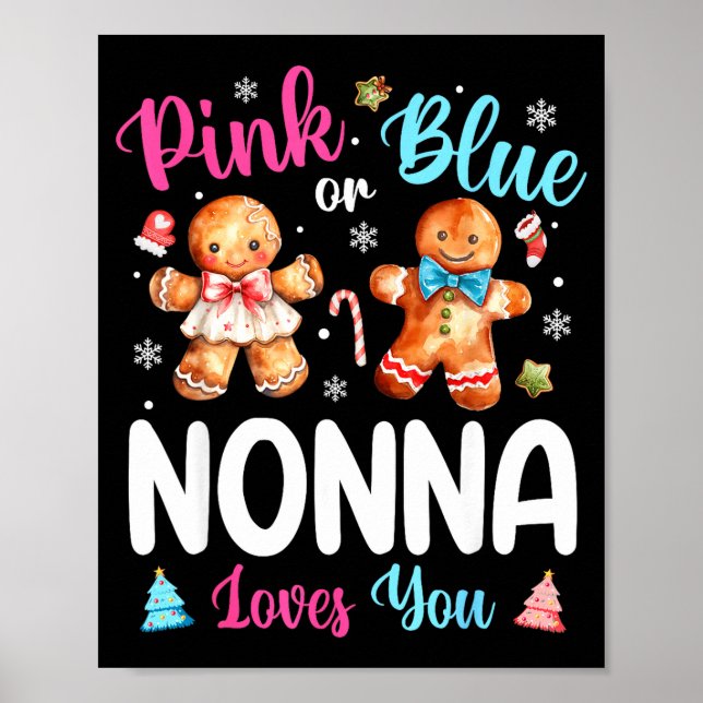 Nk Or Blue Nonna Loves You Gender Reveal Christmas Poster (Framsidan)