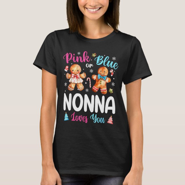 Nk Or Blue Nonna Loves You Gender Reveal Christmas T Shirt (Framsida)