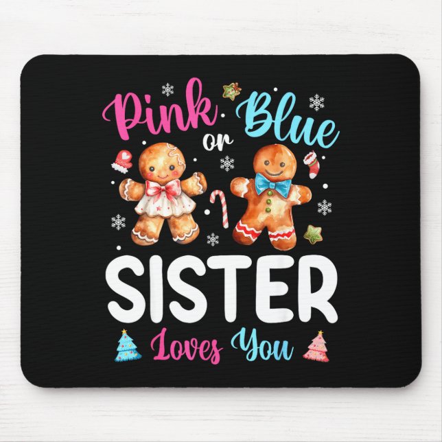 Nk Or Blue Sister Loves You Gender Reveal Christma Musmatta (Framsidan)
