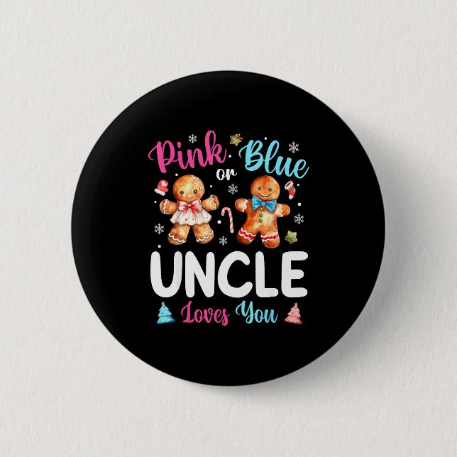Nk Or Blue Uncle Loves You Gender Reveal Christmas Knapp (Framsida)