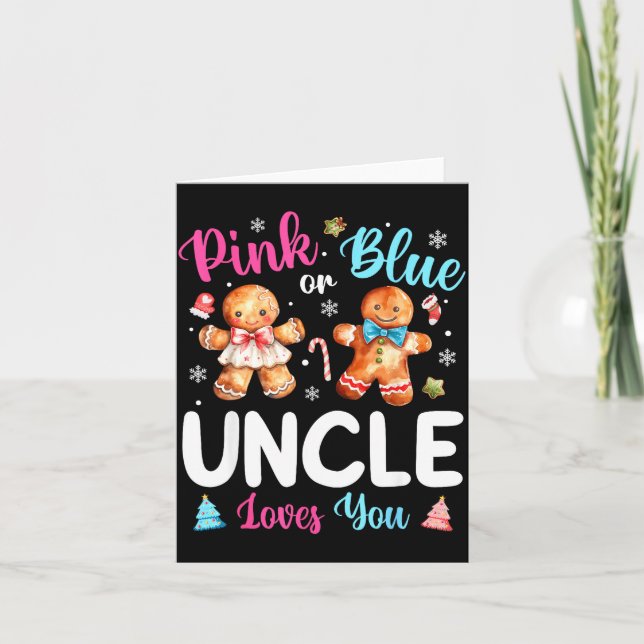 Nk Or Blue Uncle Loves You Gender Reveal Christmas Kort (Framsida)