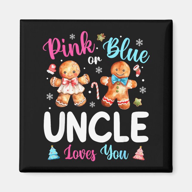 Nk Or Blue Uncle Loves You Gender Reveal Christmas Magnet (Framsidan)