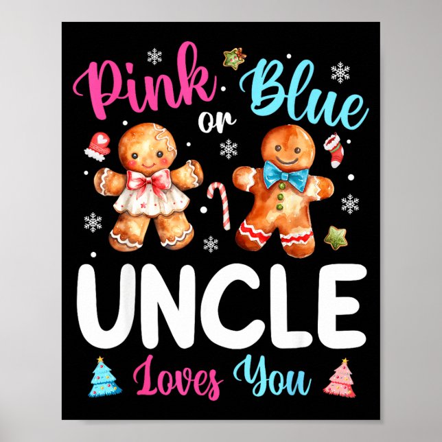 Nk Or Blue Uncle Loves You Gender Reveal Christmas Poster (Framsidan)