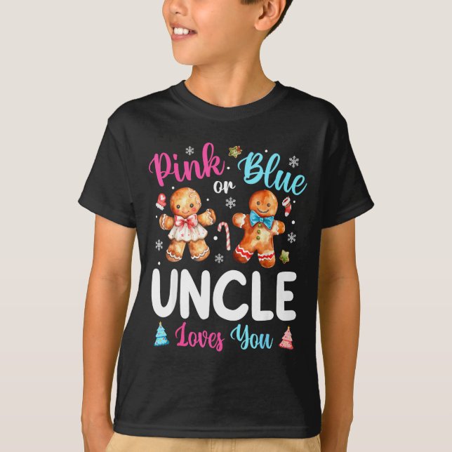 Nk Or Blue Uncle Loves You Gender Reveal Christmas T Shirt (Framsida)