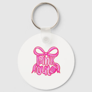 Nk out Football Bow Preppy Breast Cancer Awareness Nyckelring