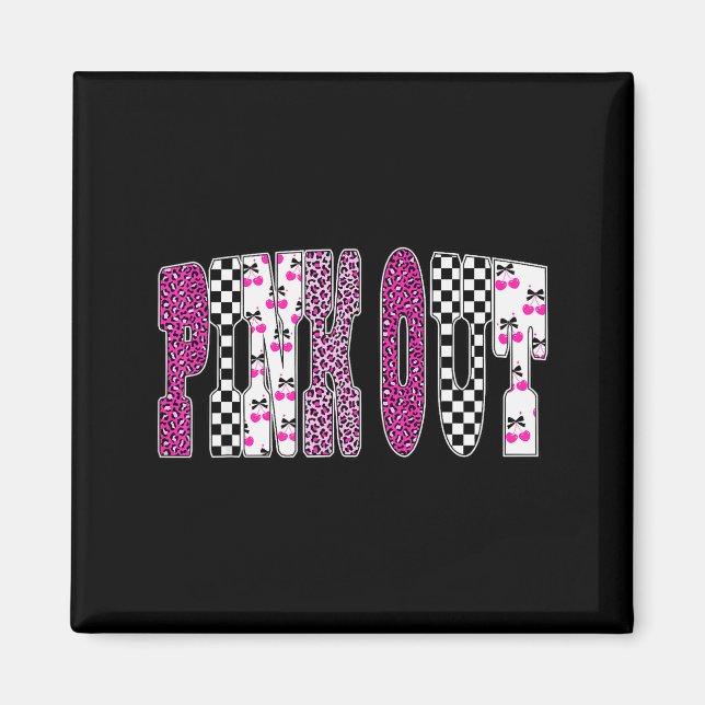 Nk Out Leopard Checkered Breast Cancer Football Ga Magnet (Framsidan)
