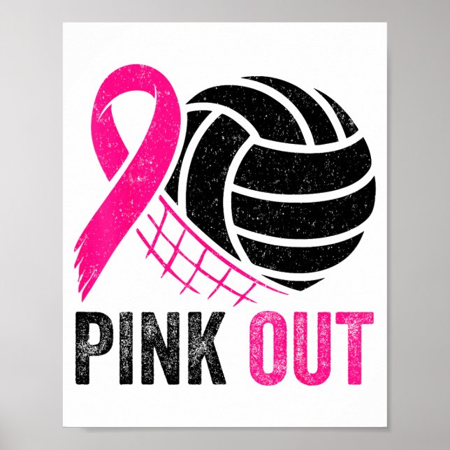 Nk Out Volleyball Breast Cancer Awareness Nk Ribbo Poster (Framsidan)