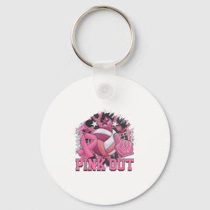 Nk out Volleyball Ribbon Breast Cancer Awareness Nyckelring