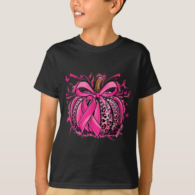 Nk Pumpkin Leopard Coquette Bow Breast Cancer Awar T Shirt (Framsida)