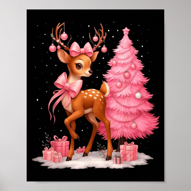 Nk Reindeer Coquette Bow Christmas Tree Pajamas Gi Poster (Framsidan)