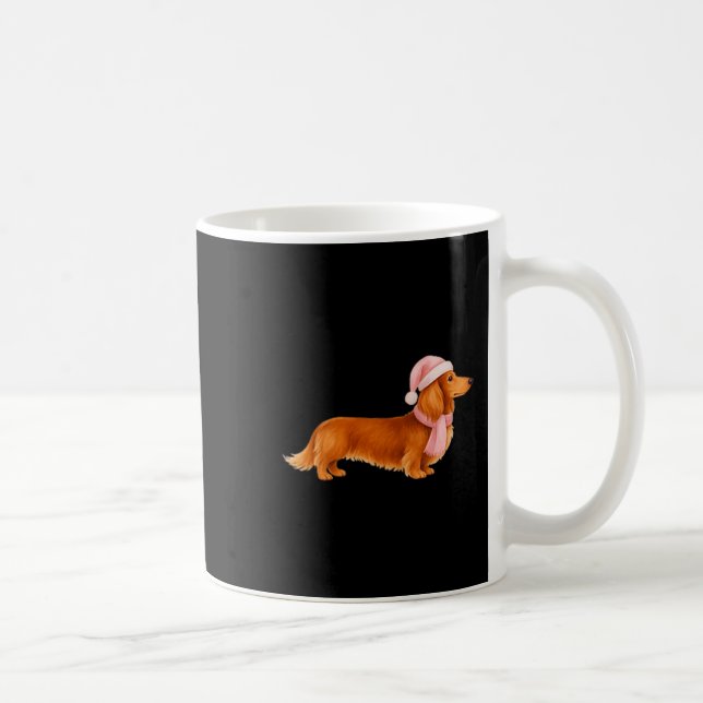 Nk Santa Red Long Haired Dachshund Christmas  Kaffemugg (Höger)