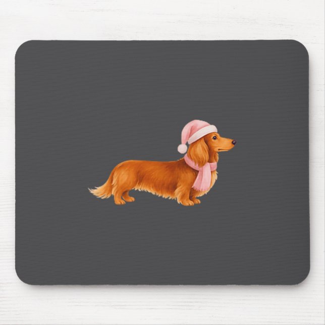 Nk Santa Red Long Haired Dachshund Christmas  Musmatta (Framsidan)