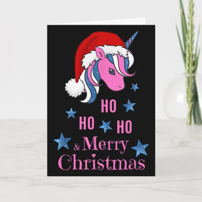 Nk Unicorn Santa Merry Christmas  Kort (Framsida)