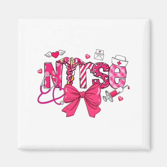 Nk Valentine Nurse Coquette Bow Cuds Favorite  Magnet (Framsidan)