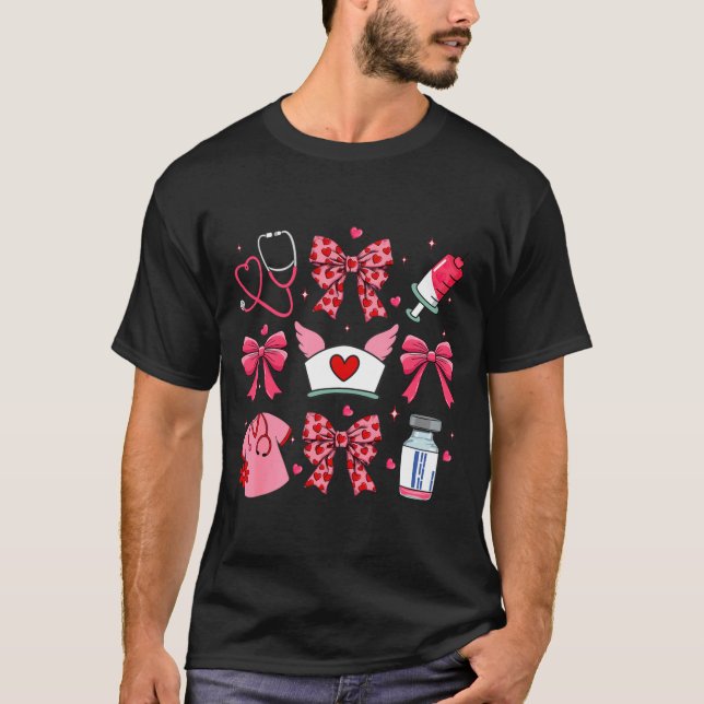 Nk Valentine Nurse Coquette Bow Cuds Favorite  T Shirt (Framsida)